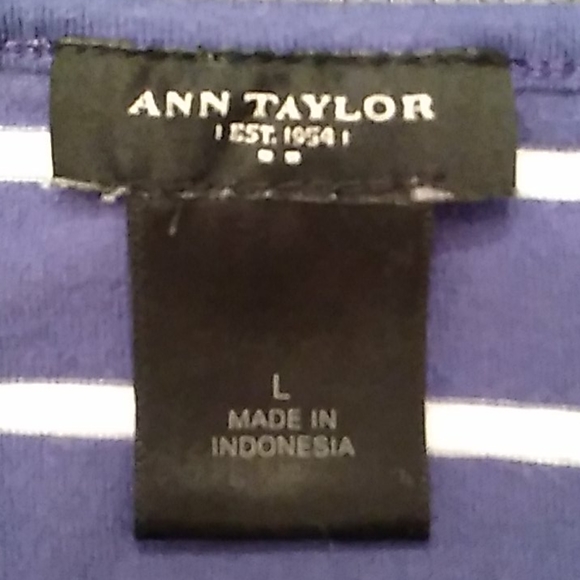 5 for $20! Ann Taylor Purple and White Striped Top - Picture 5 of 7